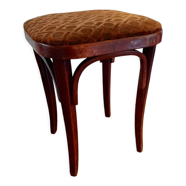 Tabouret art nouveau bois courbé et velour — Beyit