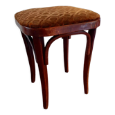 Tabouret art nouveau bois courbé et velour