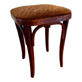 Tabouret art nouveau bois courbé et velour