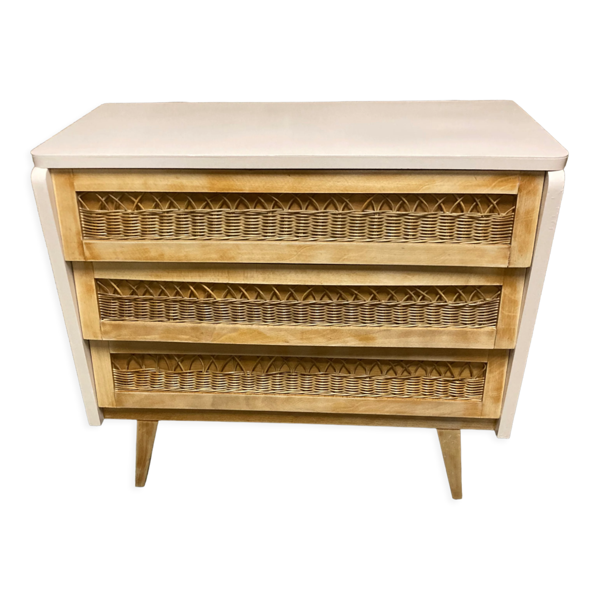 Vintage rattan chest of drawers