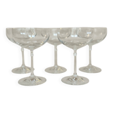 Set of five champagne glasses