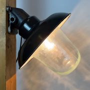 Vintage Industrial Black Enamel and Cast Iron Wall Lamp, 1960s