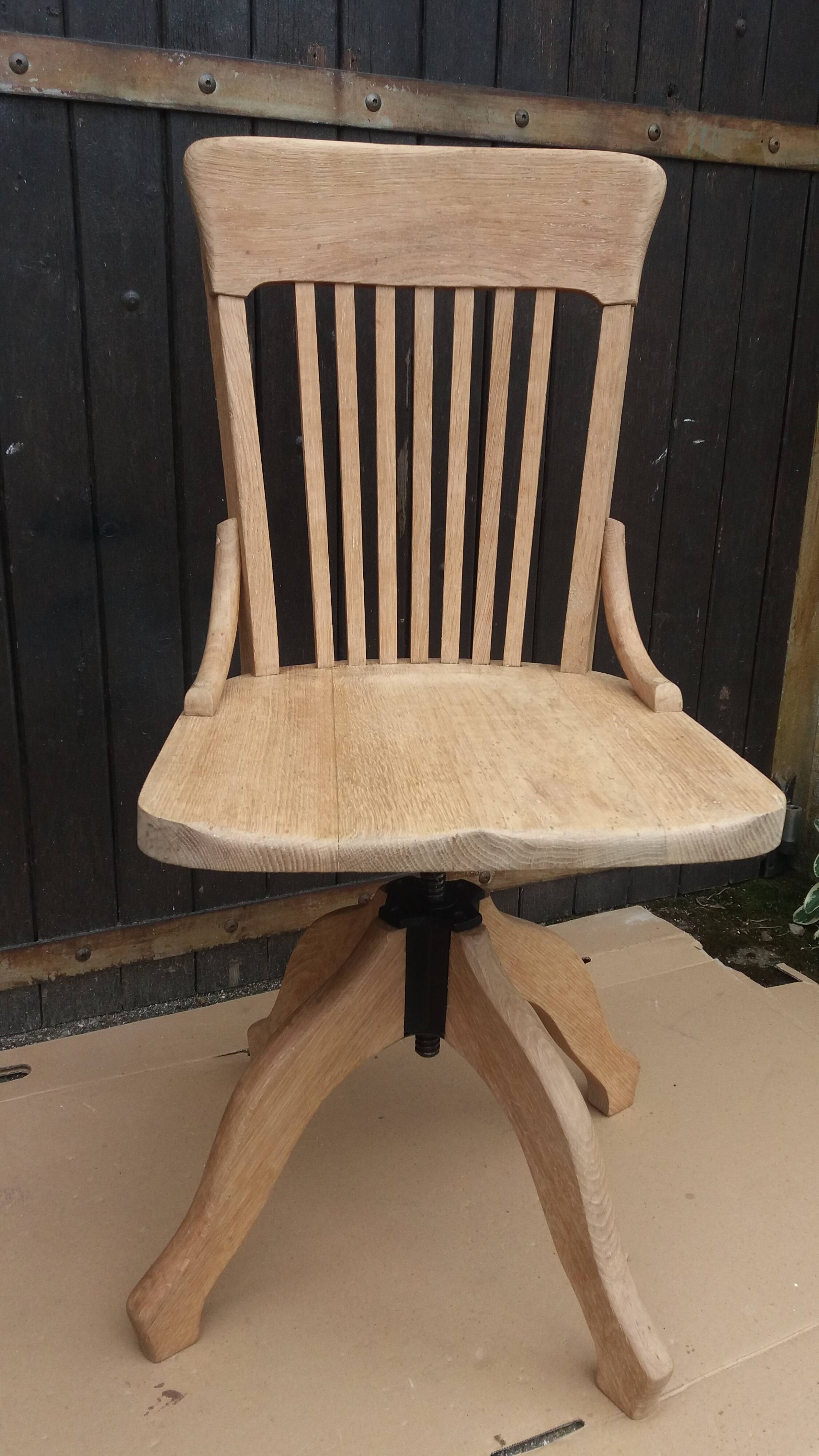 Solid oak swivel office chair