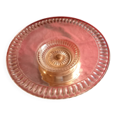 Vintage moulded glass fruit bowl with golden brass base