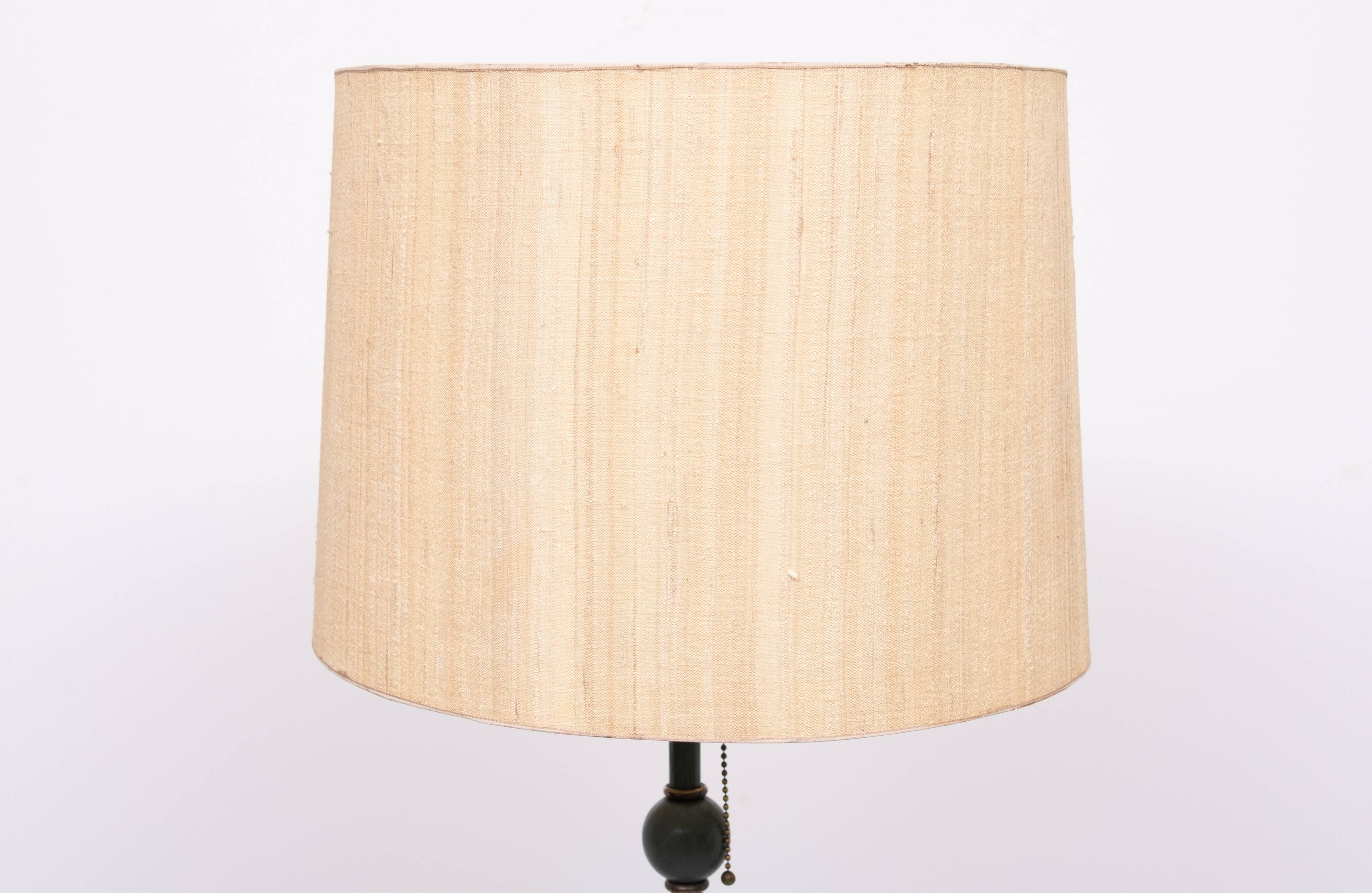 Classic Green color wooden floor lamp 1950s France