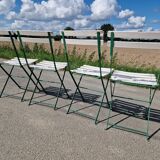 Set of 4 folding wrought iron bistro chairs