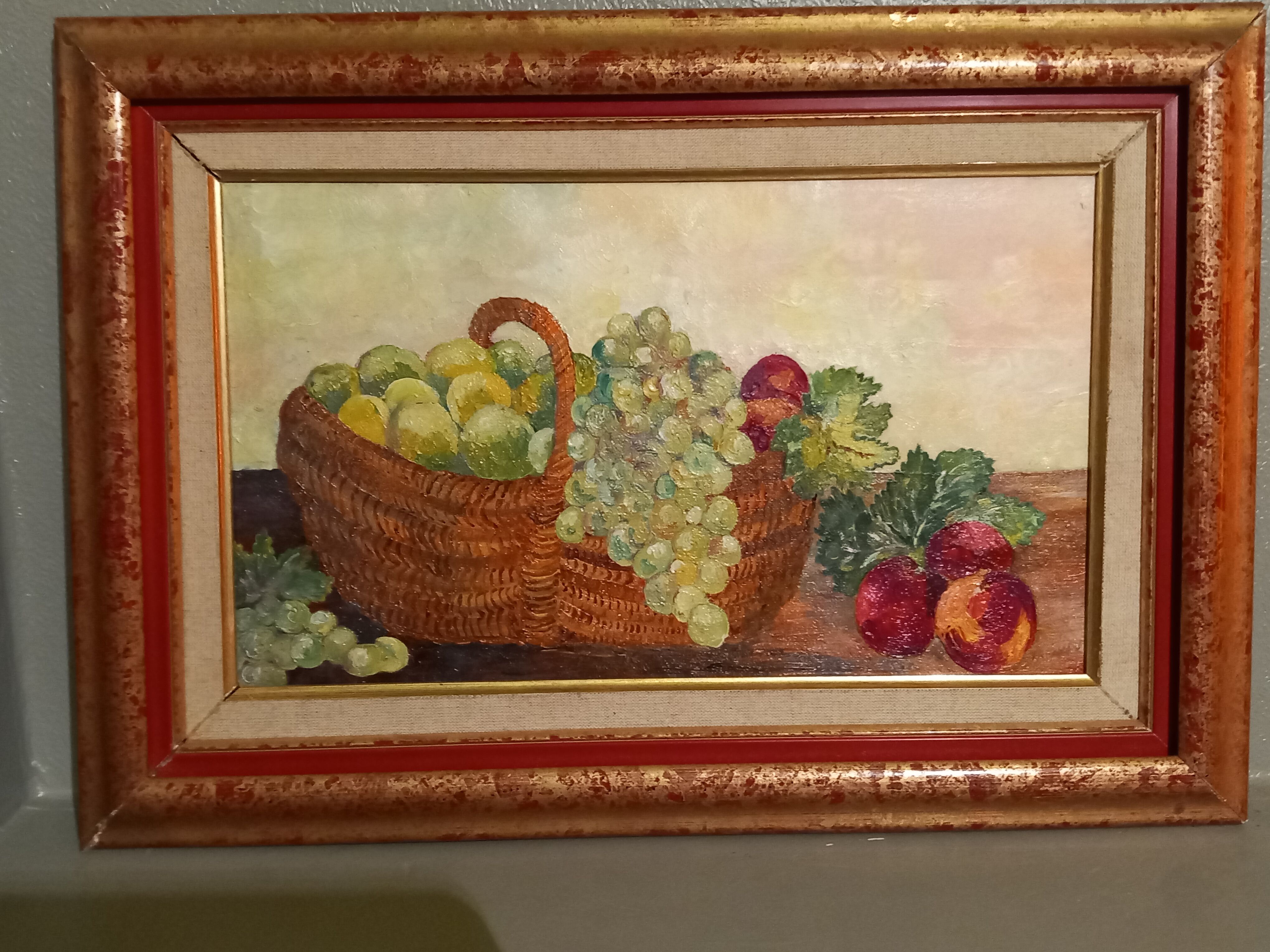 Oil on canvas-still life fruit basket
