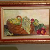 Oil on canvas-still life fruit basket
