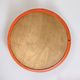 Vintage round wall mirror in orange painted wood - diameter: 48 cm