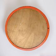 Vintage round wall mirror in orange painted wood - diameter: 48 cm