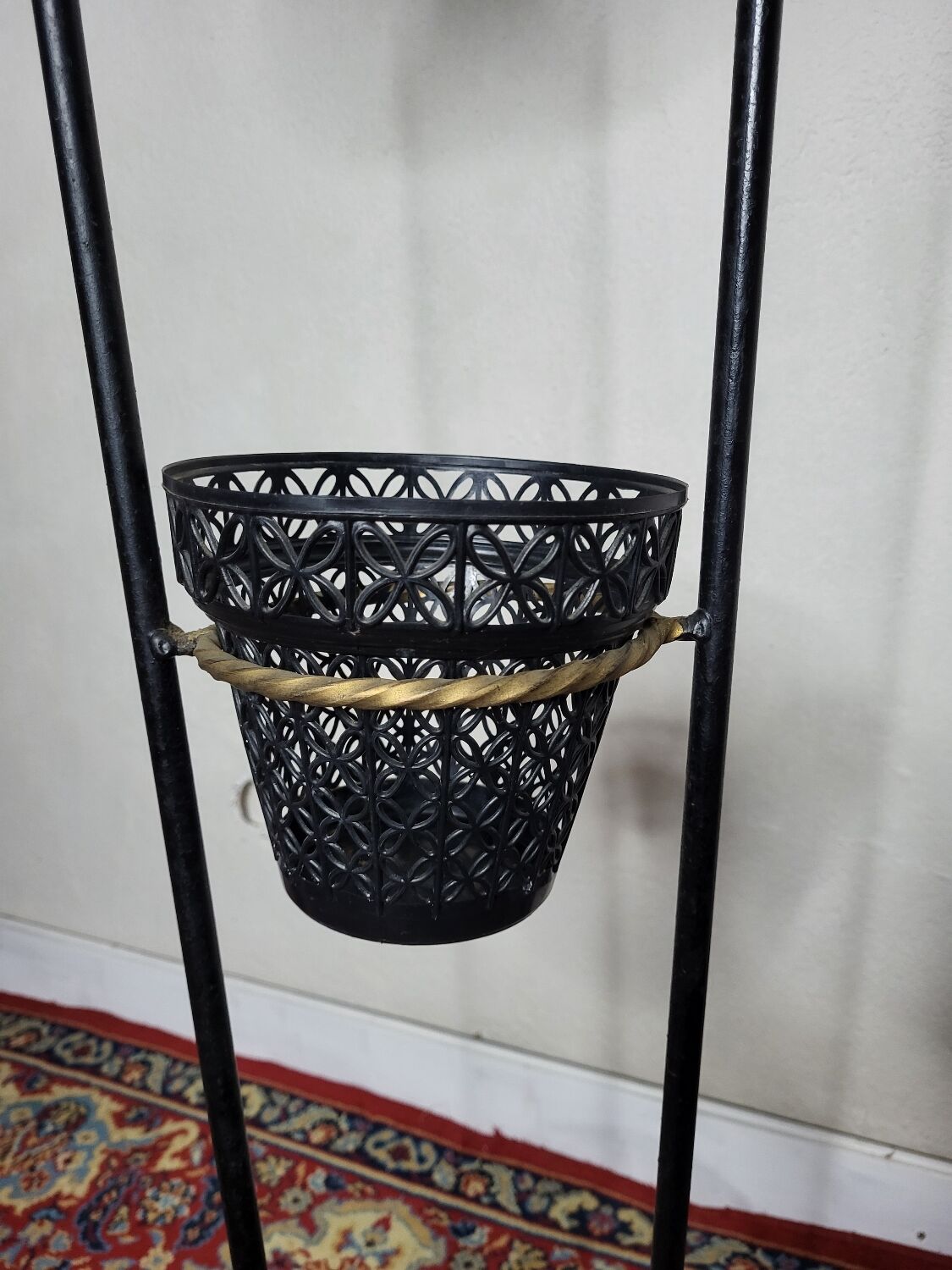 Vintage floor lamp magazine door in wrought iron