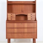 Tall mid-century teak secretary desk / Danish modern design / 1960s