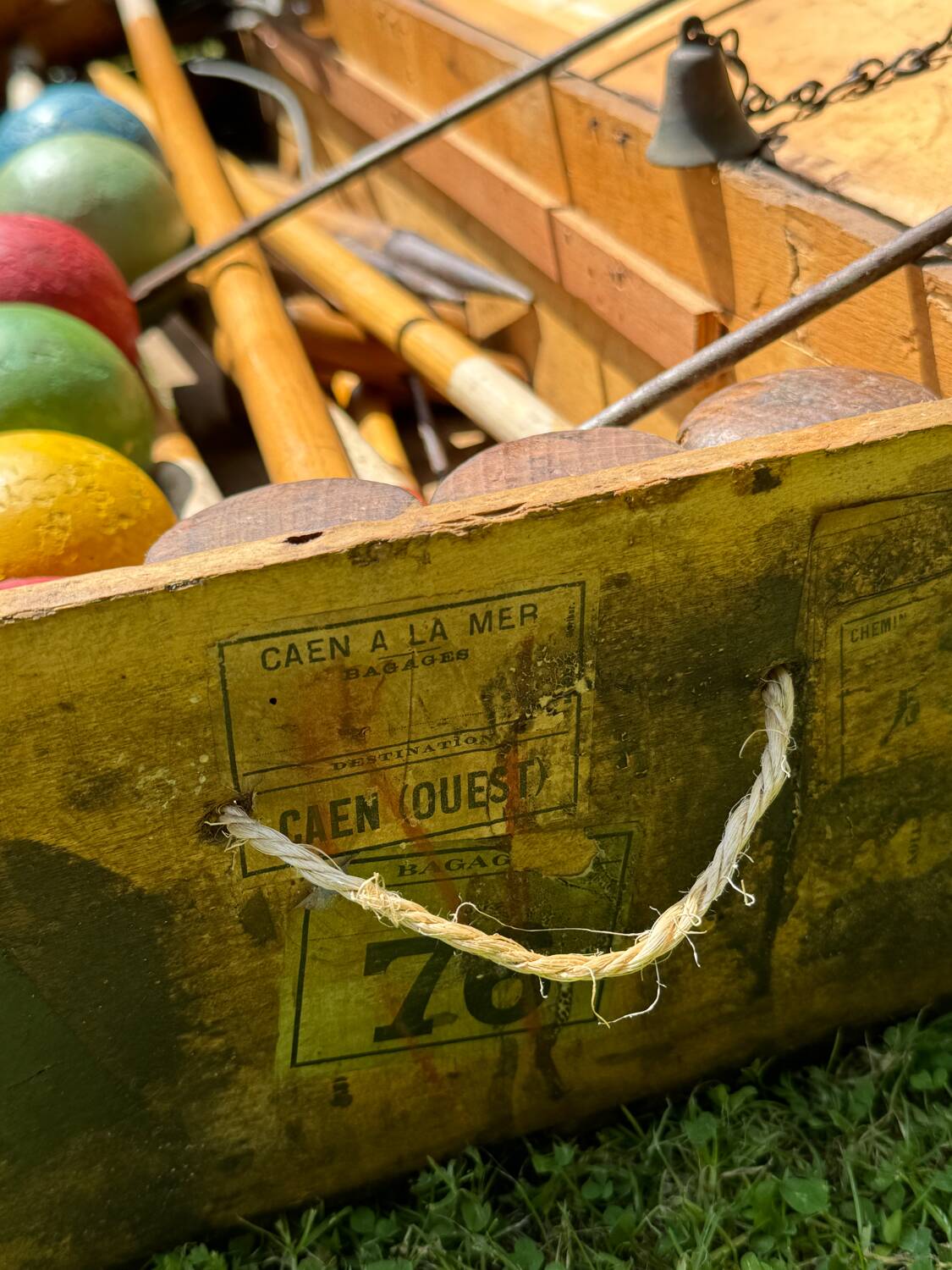 Old vintage wooden croquet game