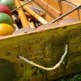 Old vintage wooden croquet game