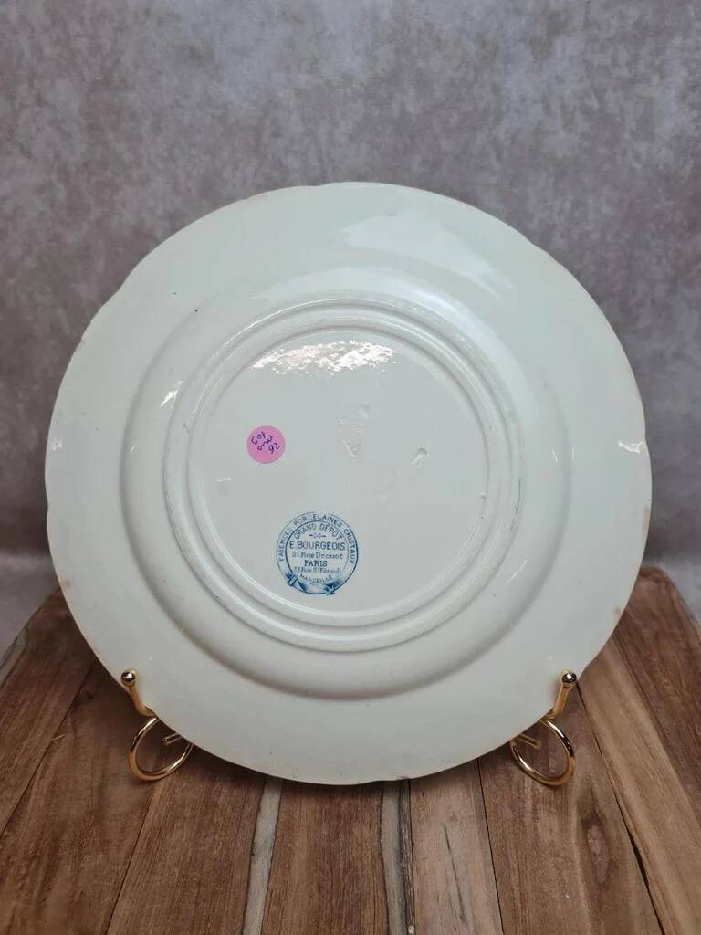Antique plate Gien 19th century – Grand Dépôt E. Bourgeois Paris – Ironstone