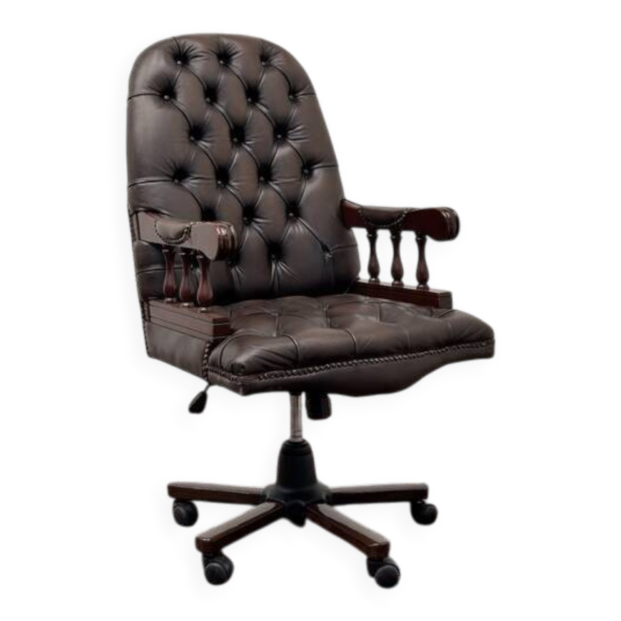 Chaise de bureau Chesterfield anglaise brune, chaise de président