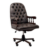 Chaise de bureau Chesterfield anglaise brune, chaise de président