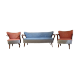 Cocktail set pair of armchair and its sofa 1960