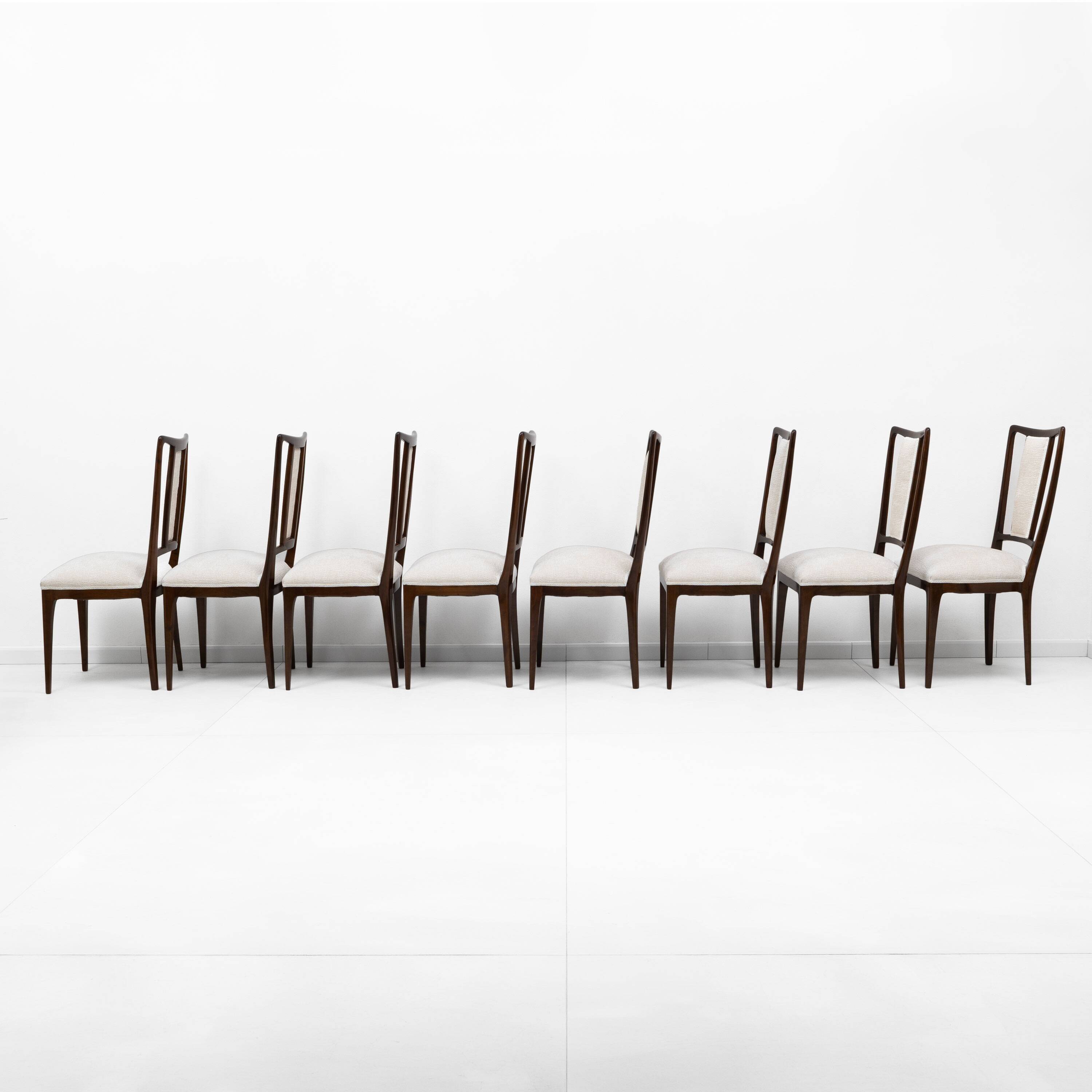 Set of 8 Osvaldo Borsani Mid-Century Modern Italian Bouclè Dining Chairs,50