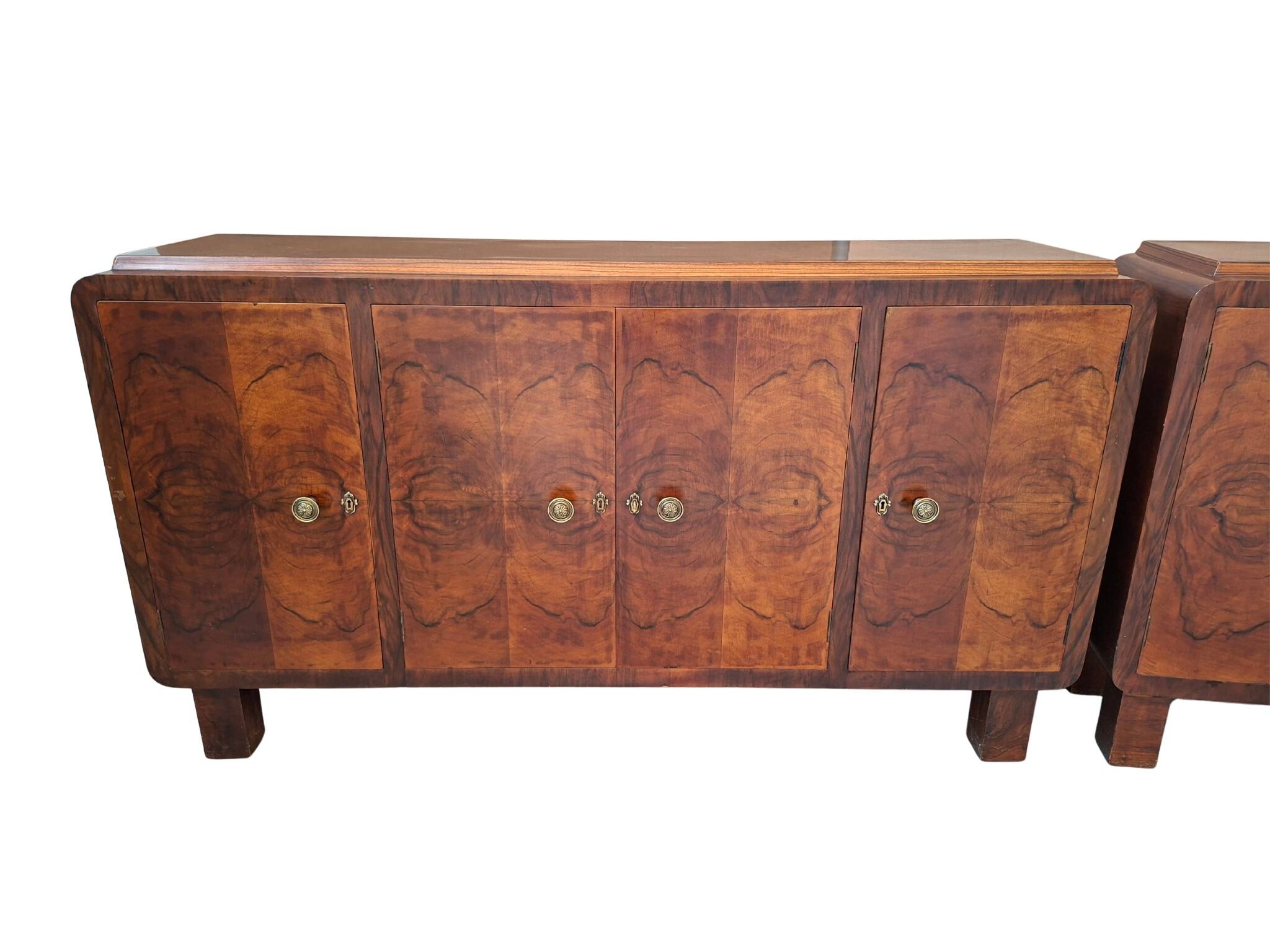 Coppia di credenze Art Deco anni '30 in radica