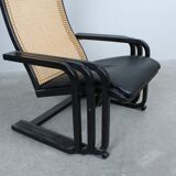 1980s Lounge Chair — Wiener Weave & Leather — Adjustable Backrest — Vintage