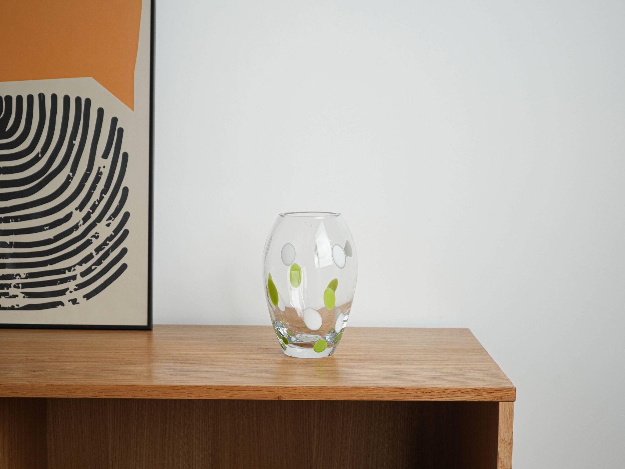 Polka-dot glass vase, Danish design, 1970s, made in Denmark