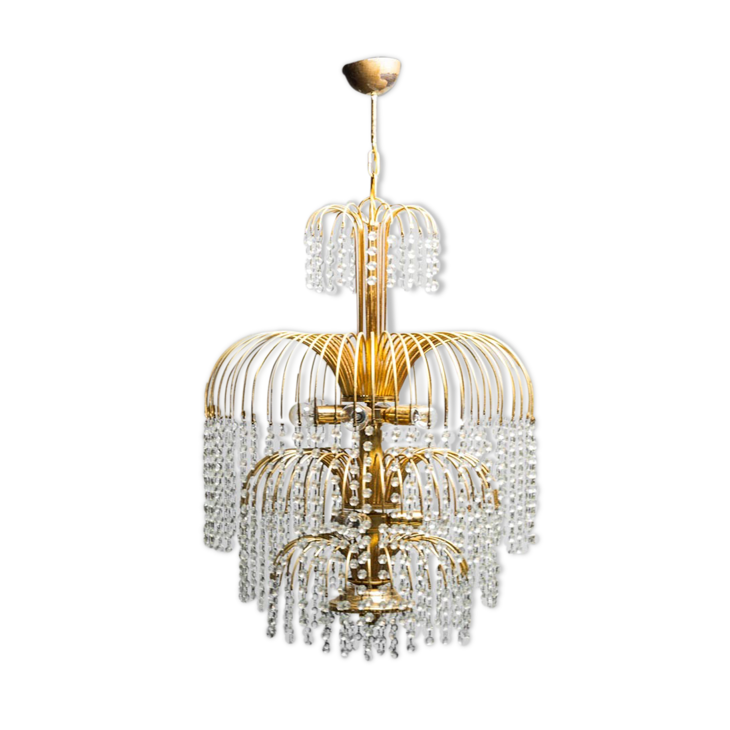 Chandelier with 10 lights in golden metal