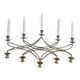 XXL silver metal candle holder 5 lights 70s