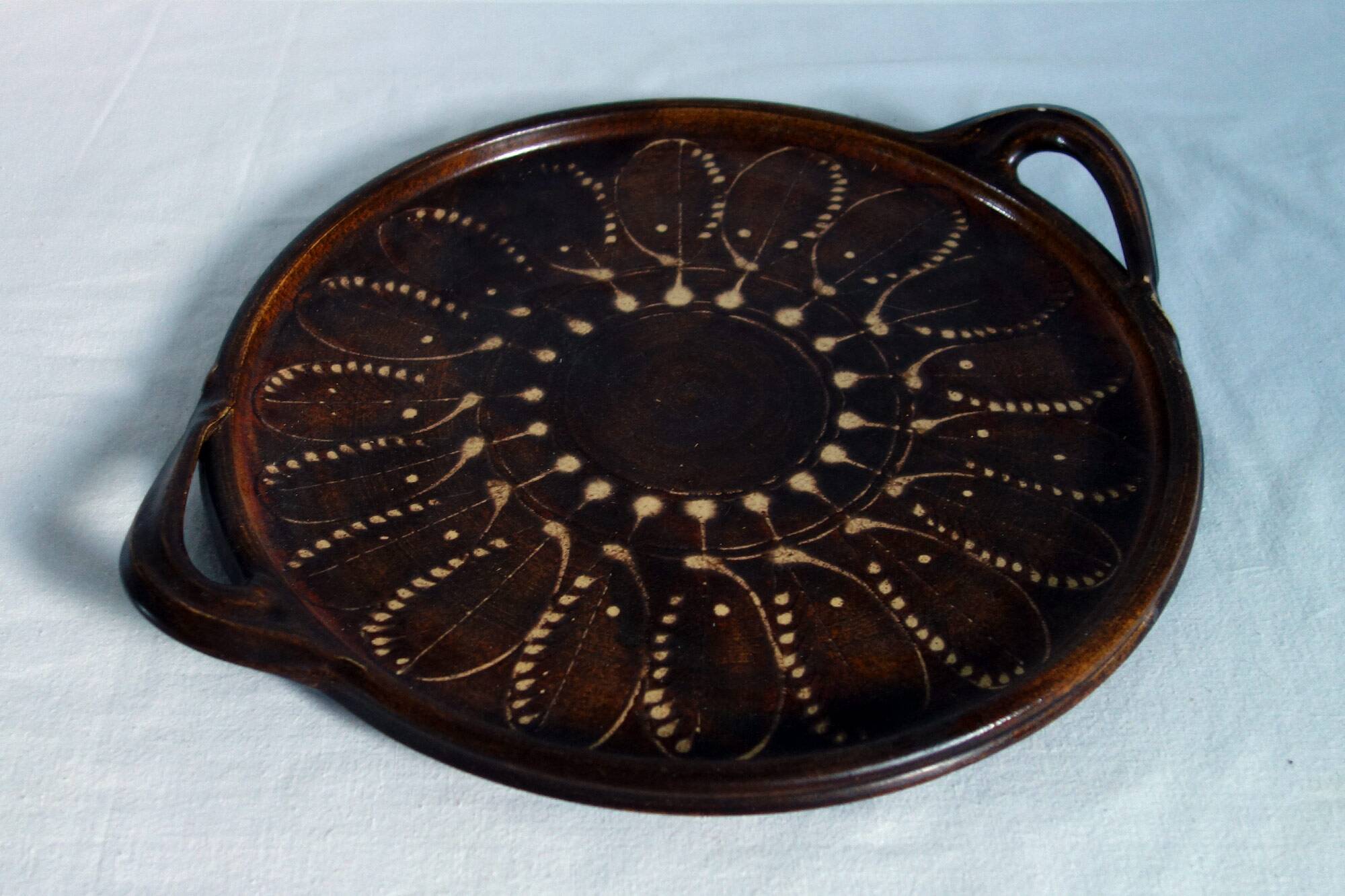 Large vintage platter in glazed pottery
