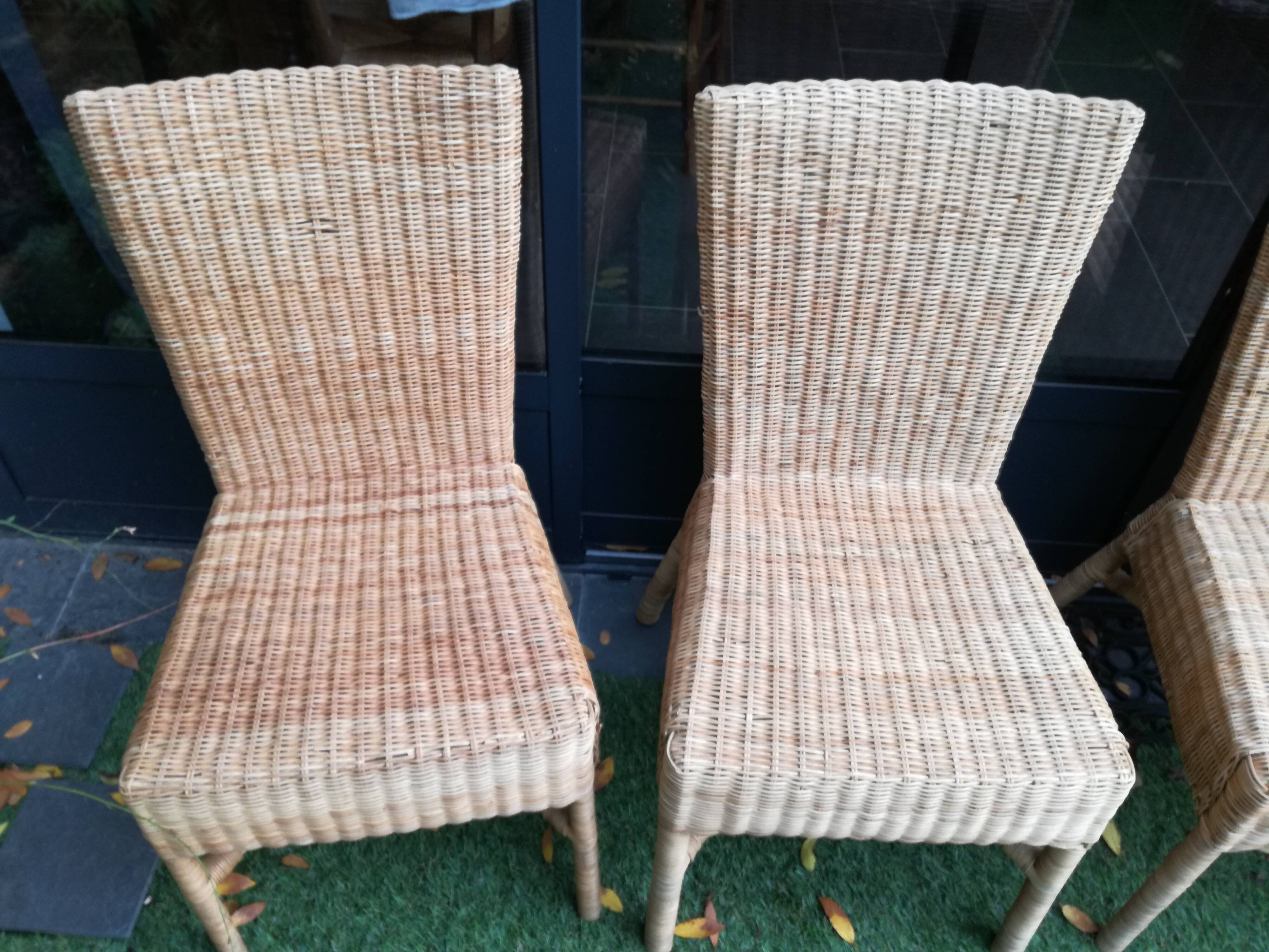6 chaises vintage en bambou et osier 70's