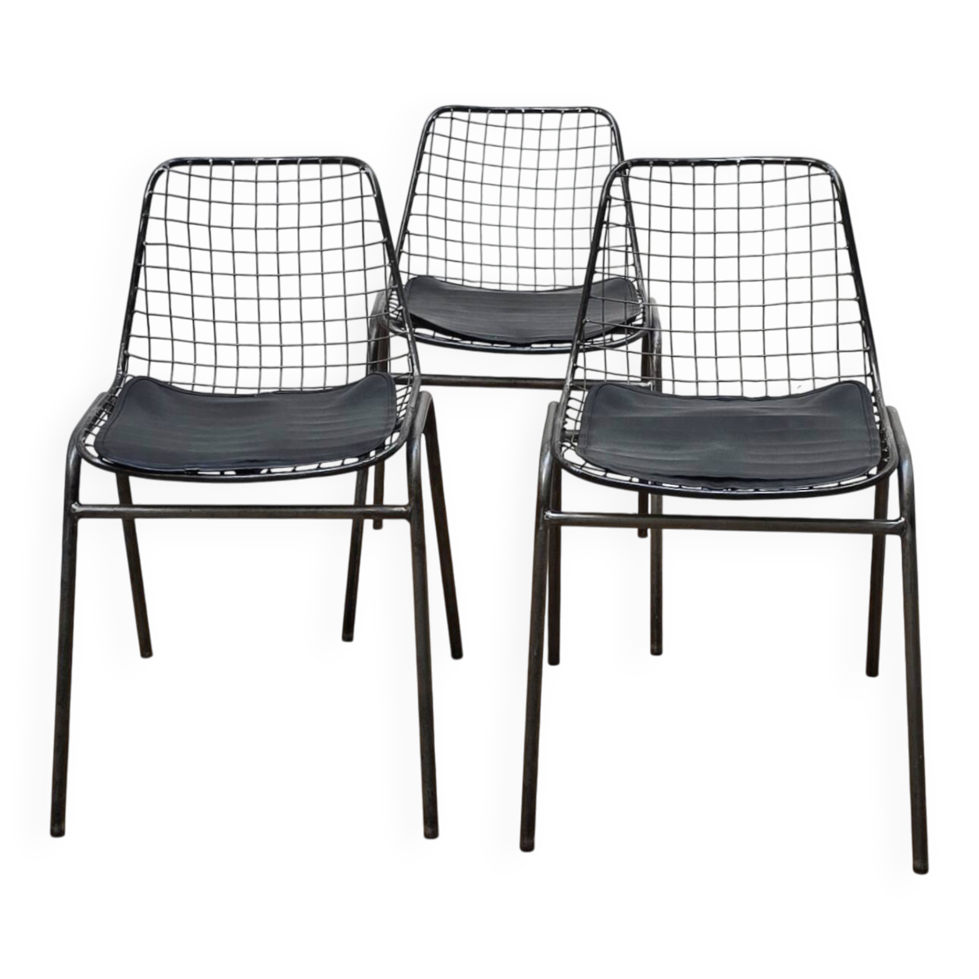 Set of 3 Jali industrial chairs