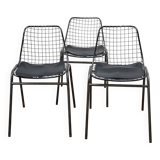 Set of 3 Jali industrial chairs