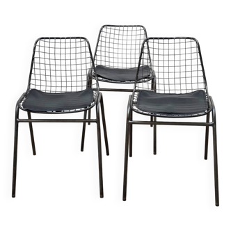 Set of 3 Jali industrial chairs