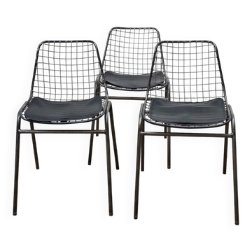 Set of 3 Jali industrial chairs