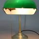 1930s Art Deco Brass  Banker Table Lamp with Glass Shade, Czechoslovakia