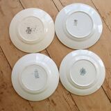 4 vintage ironstone dinner plates - Green tones