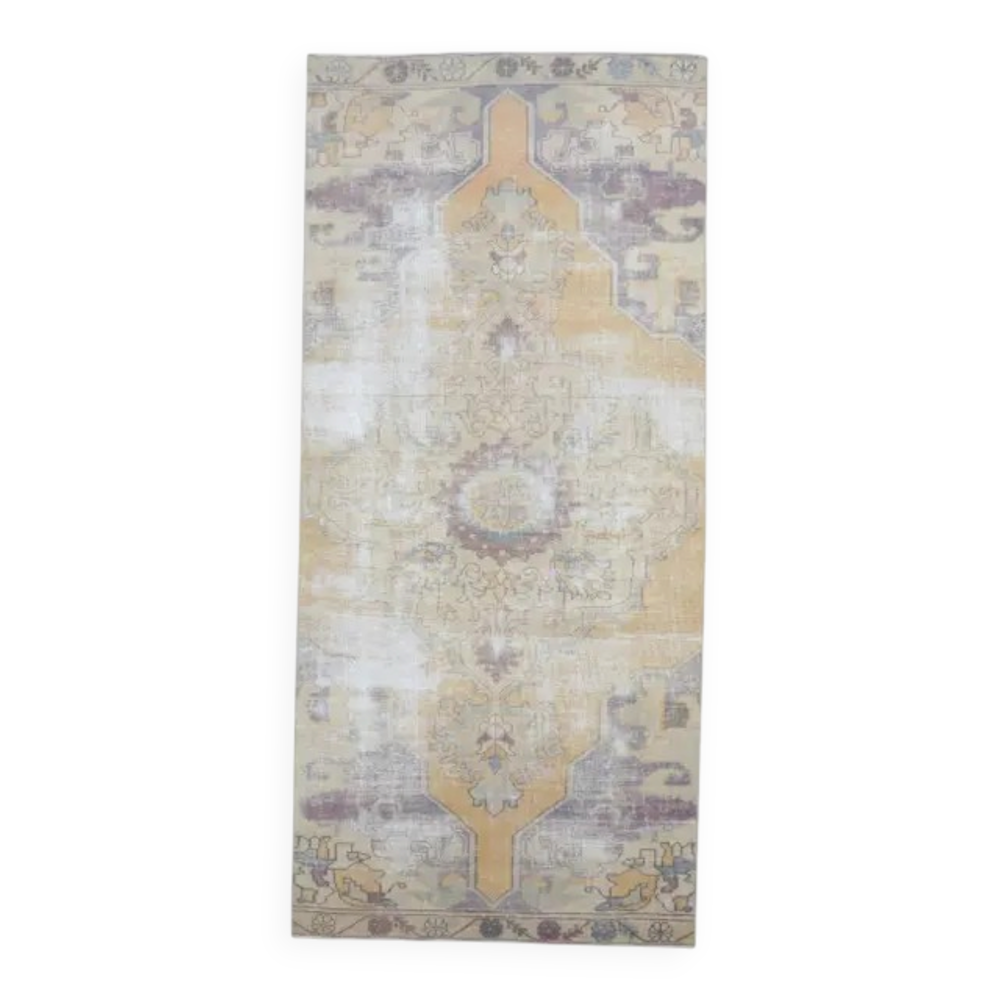 Vintage Turkish Oushak Handmade Wool Runner Rug 114x250