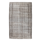 Gray & black floral turkish vintage rug
