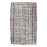 Gray & black floral turkish vintage rug