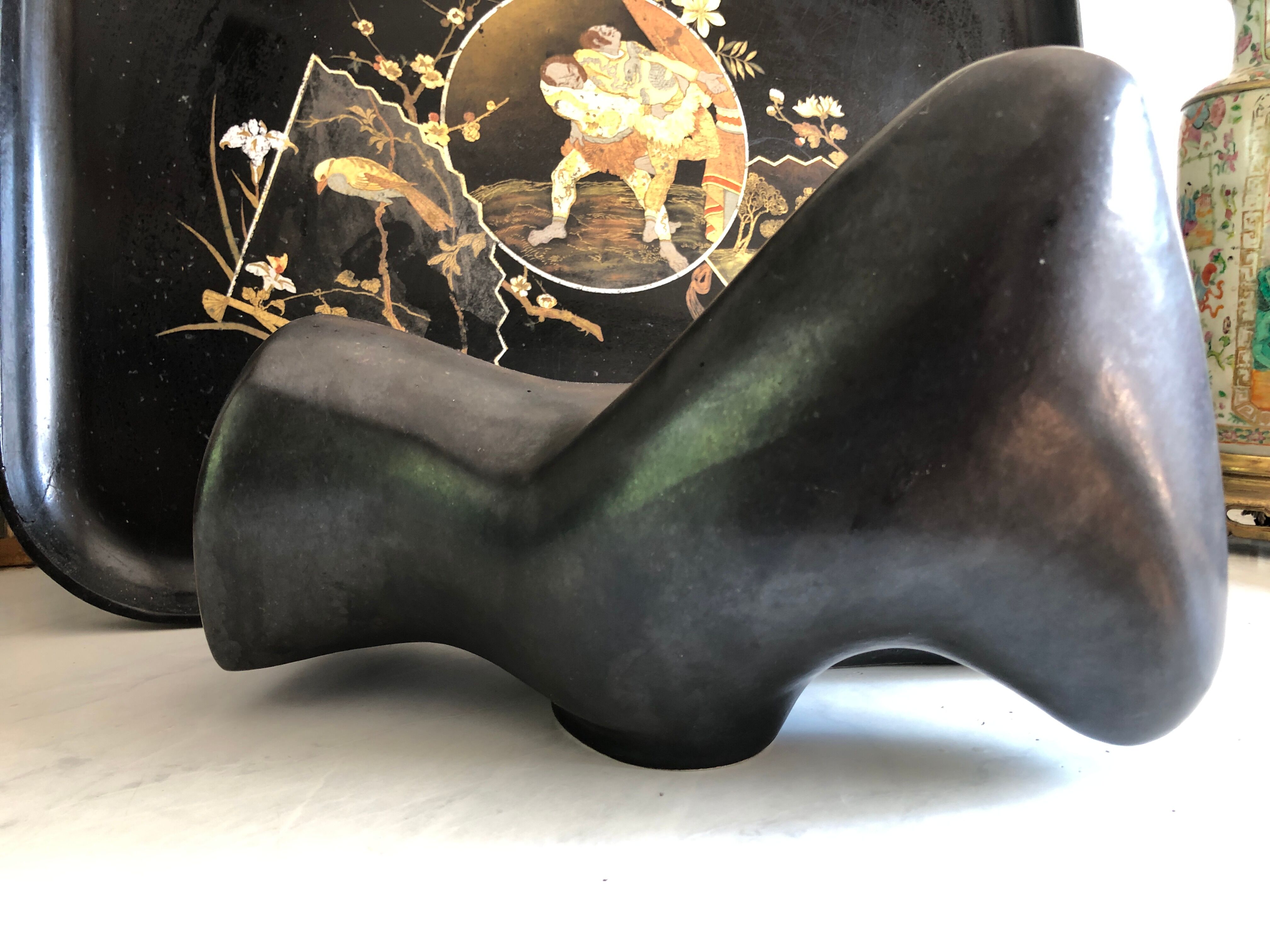 Black Ceramic/Female Nude/signed Tim Orr 1961/Mid century/Vintage