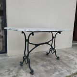 Antique cast iron and marble bistro restaurant table - 1.40m