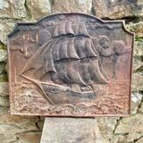 Antique cast iron plaque with maritime decoration, 20th century