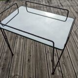 Side table 1950-1960, pin/Eiffel legs, mirror top, steel rod structure