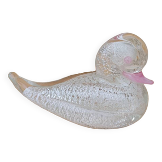 Murano silver pink duck