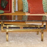 Black stone coffee table foot brass 70s