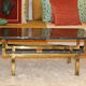 Black stone coffee table foot brass 70s