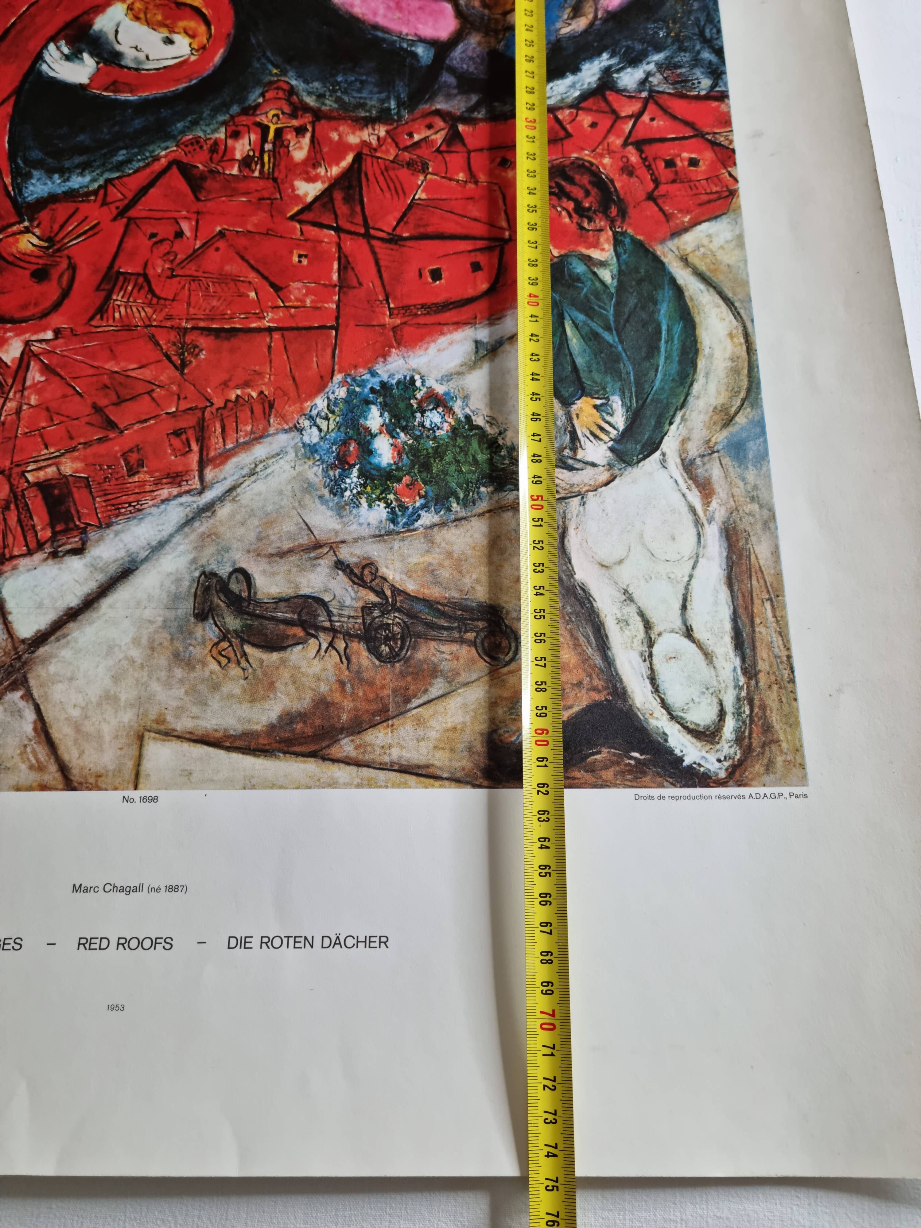 Poster after Marc Chagall "the red roofs" 63 cm by 75 cm