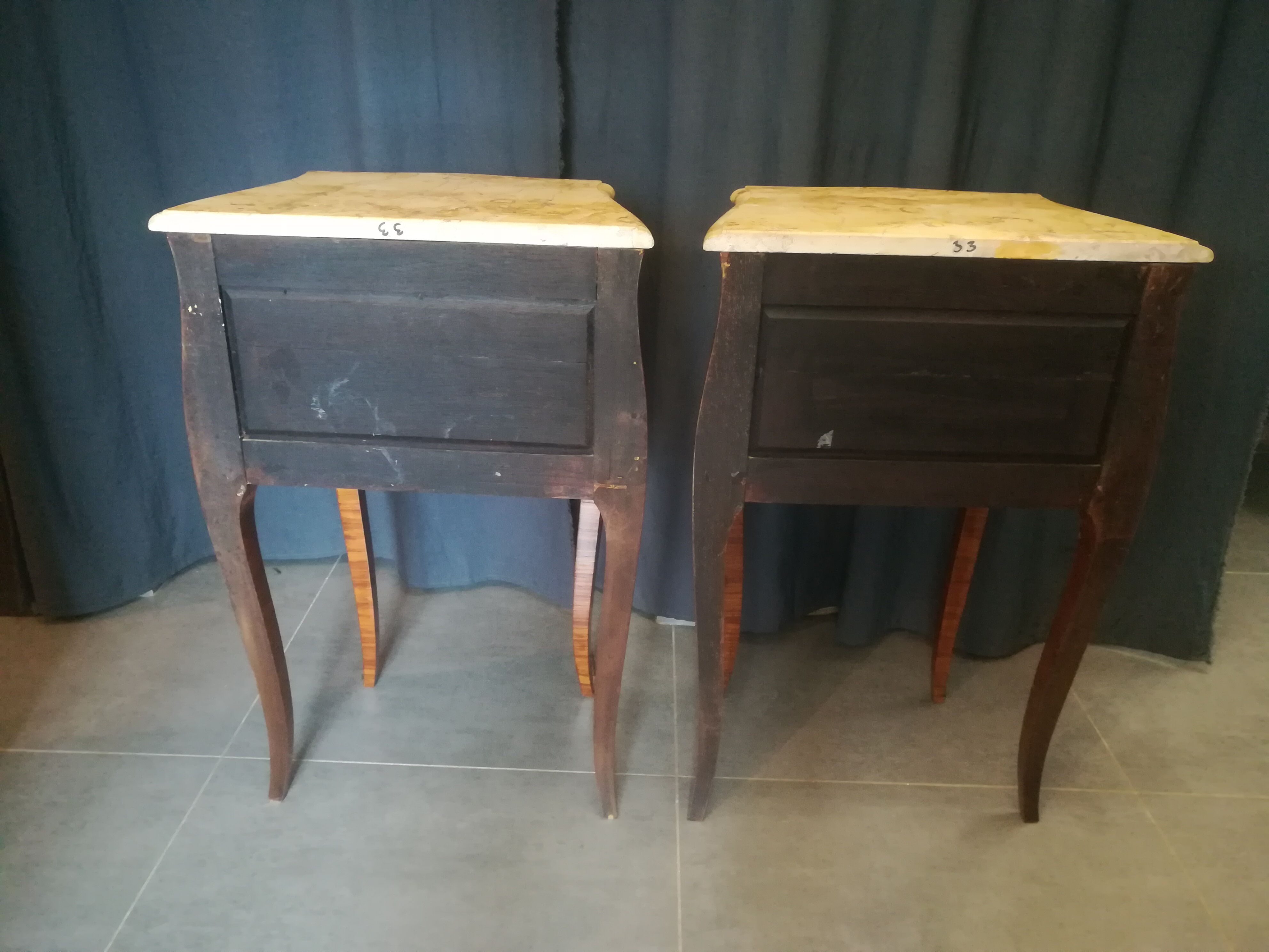 Pair of Louis XV style bedside tables in marquetry