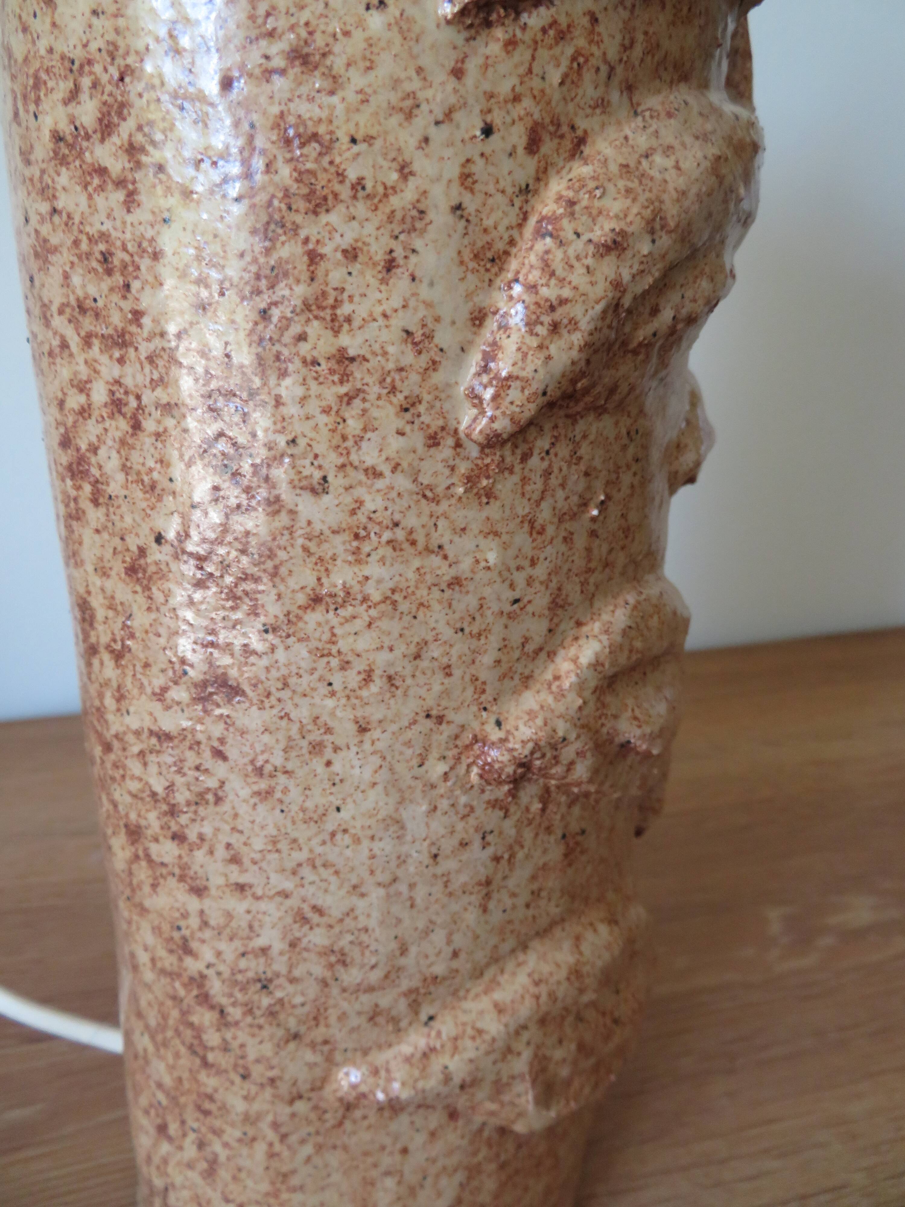 Large vintage glazed terracotta lamp base