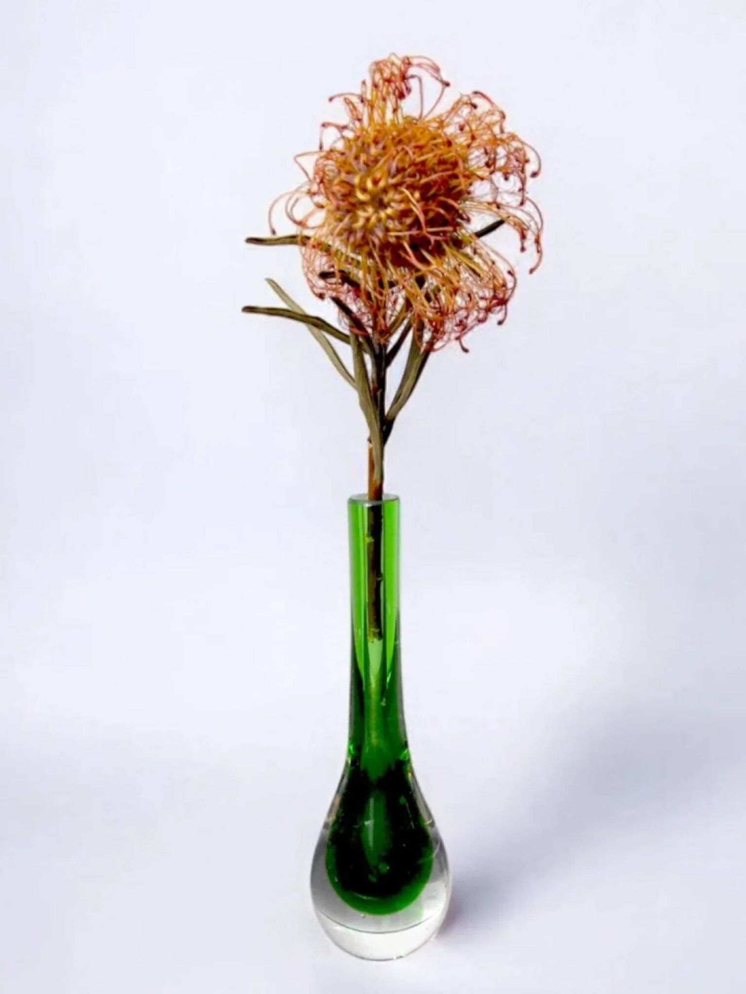 Vase soliflore vert sommerso par Seguso, Murano, Italie, 1970